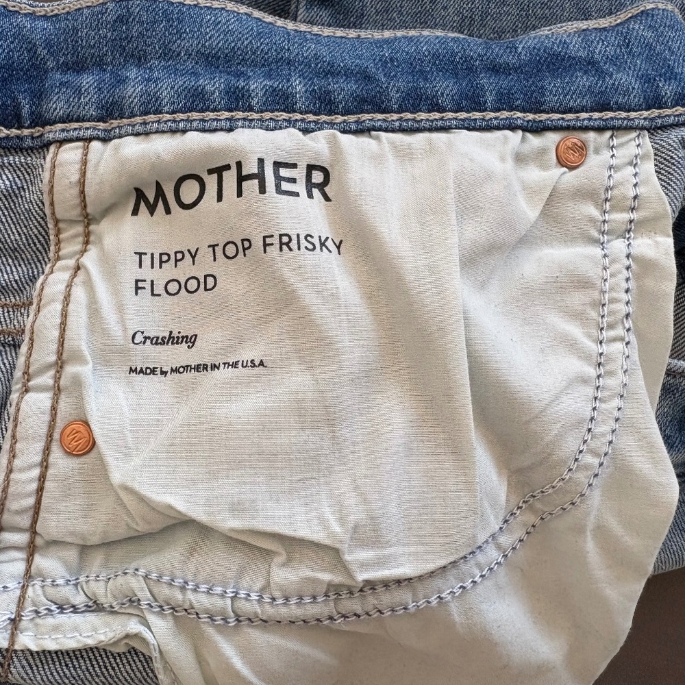 Mother Denim Jeans Tippy Top Frisky Flood in Crushing Wash Size 32